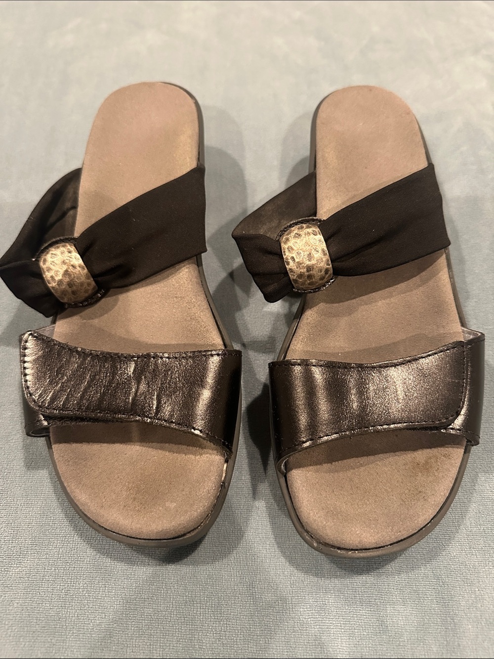 NAOT Comfort Slide Sandals with Metallic Accent - Black